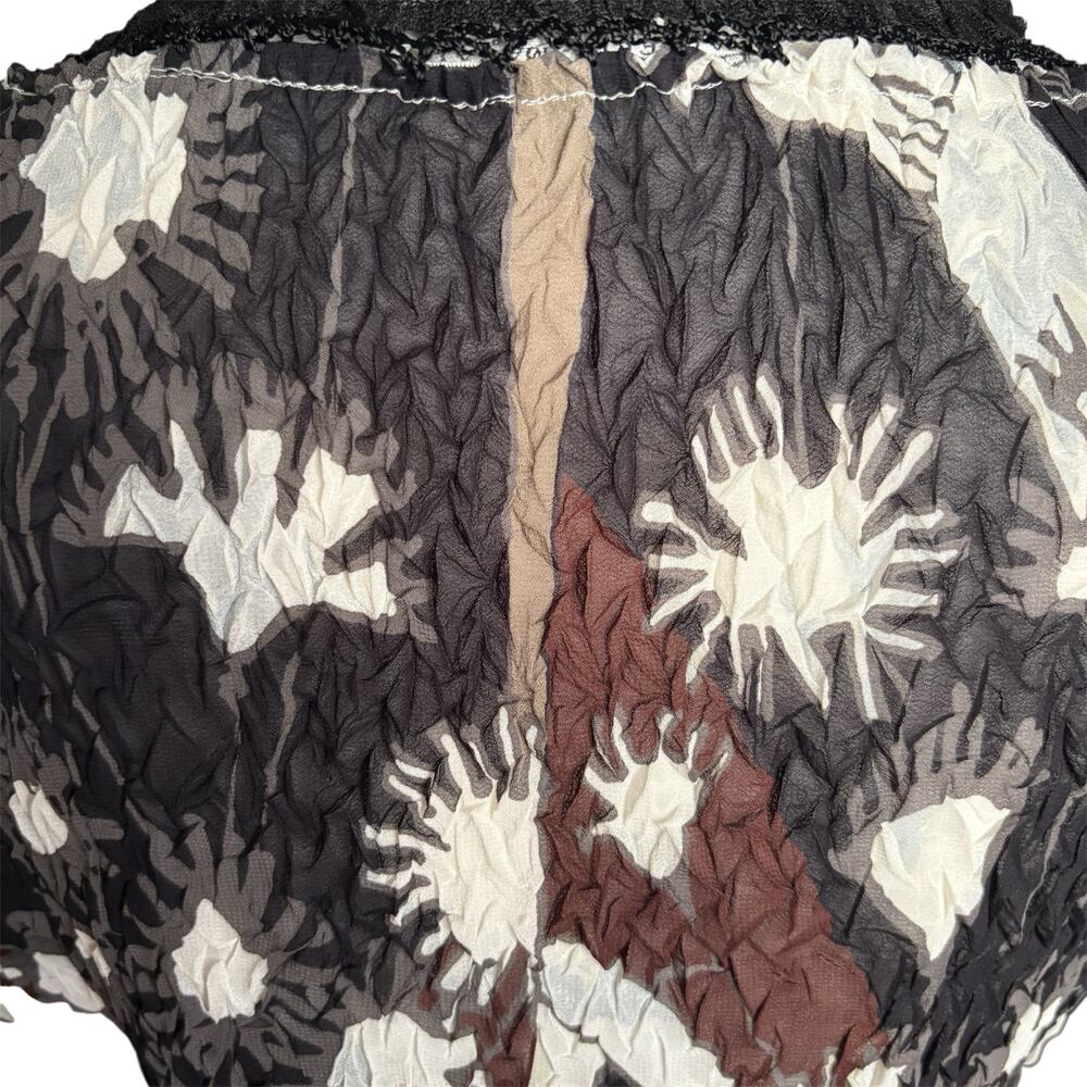 Alberto Makali Sheer Blouse Large Y2K Boho Crinkle Abstract Lace Stretchy Career - Picture 8 of 10